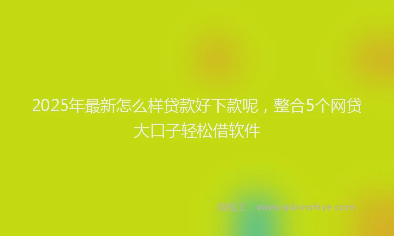 2025年最新怎么样贷款好下款呢，整合5个网贷大口子轻松借软件
