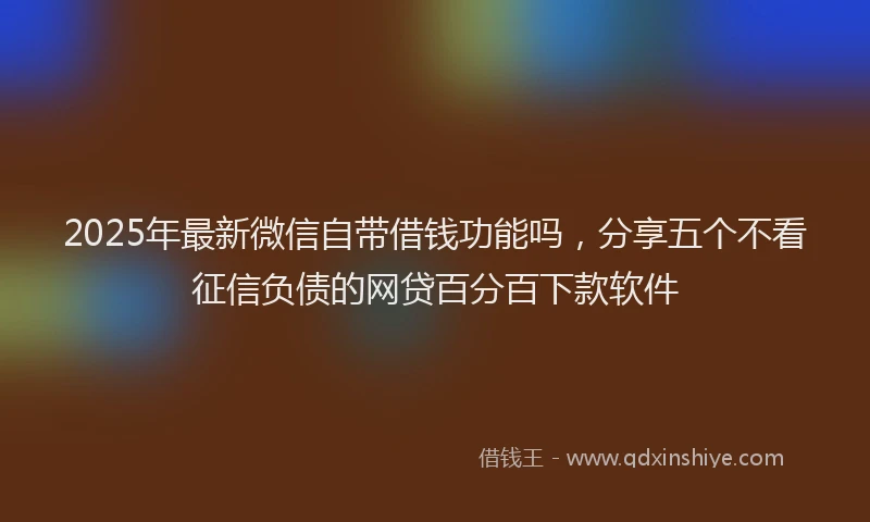 2025年最新微信自带借钱功能吗，分享五个不看征信负债的网贷百分百下款软件