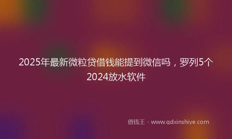 2025年最新微粒贷借钱能提到微信吗，罗列5个2024放水软件