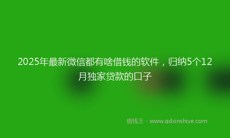 2025年最新微信都有啥借钱的软件，归纳5个12月独家贷款的口子