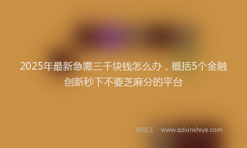 2025年最新急需三千块钱怎么办，概括5个金融创新秒下不要芝麻分的平台