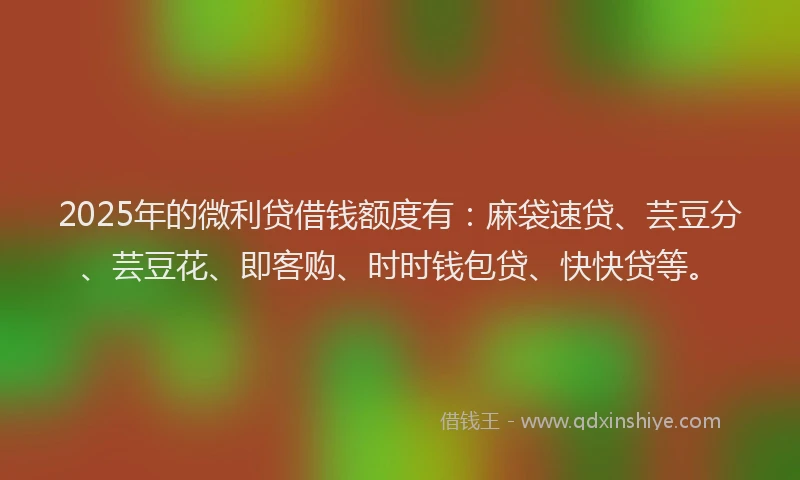 2025年的微利贷借钱额度有：麻袋速贷、芸豆分、芸豆花、即客购、时时钱包贷、快快贷等。