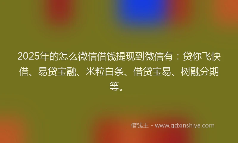 2025年的怎么微信借钱提现到微信有：贷你飞快借、易贷宝融、米粒白条、借贷宝易、树融分期等。