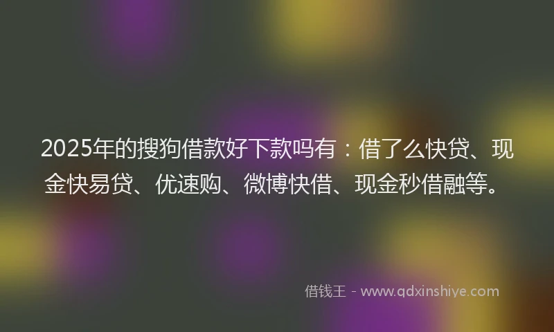 2025年的搜狗借款好下款吗有：借了么快贷、现金快易贷、优速购、微博快借、现金秒借融等。