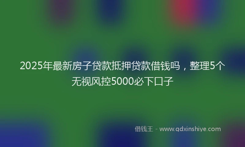 2025年最新房子贷款抵押贷款借钱吗，整理5个无视风控5000必下口子