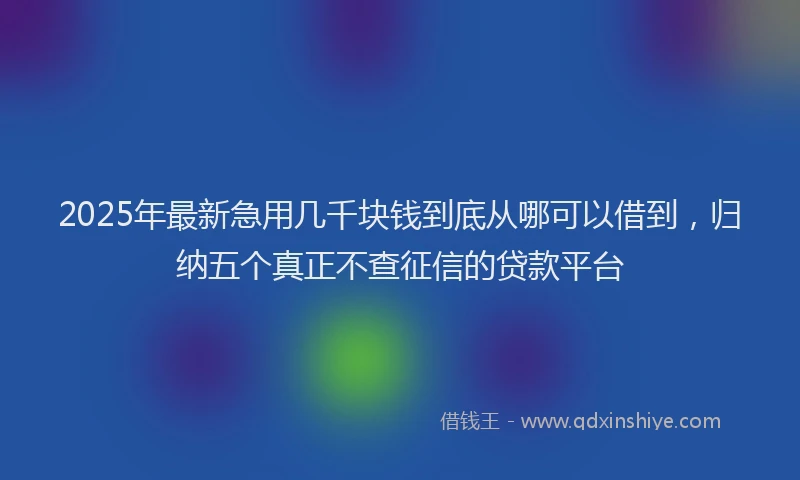 2025年最新急用几千块钱到底从哪可以借到，归纳五个真正不查征信的贷款平台