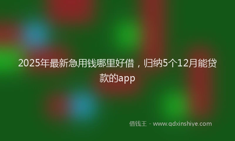 2025年最新急用钱哪里好借，归纳5个12月能贷款的app