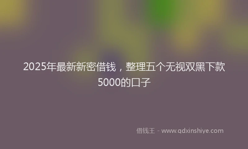 2025年最新新密借钱，整理五个无视双黑下款5000的口子