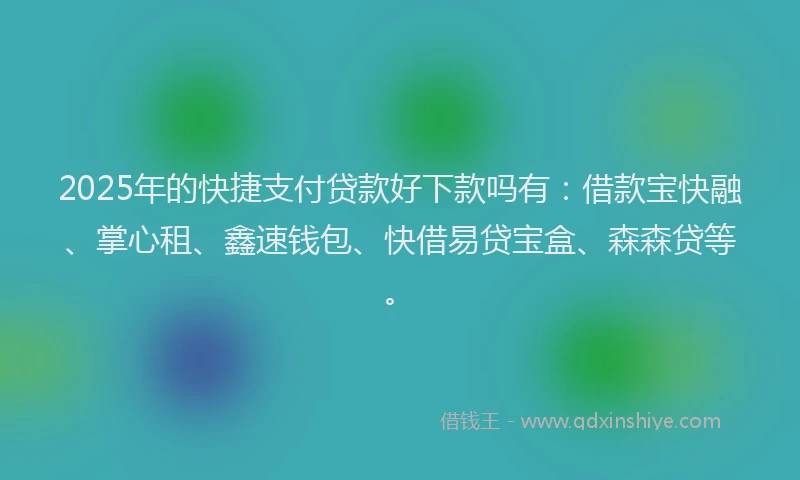 2025年的快捷支付贷款好下款吗有：借款宝快融、掌心租、鑫速钱包、快借易贷宝盒、森森贷等。
