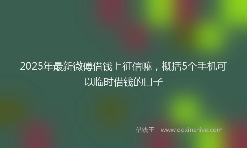 2025年最新微傅借钱上征信嘛，概括5个手机可以临时借钱的口子