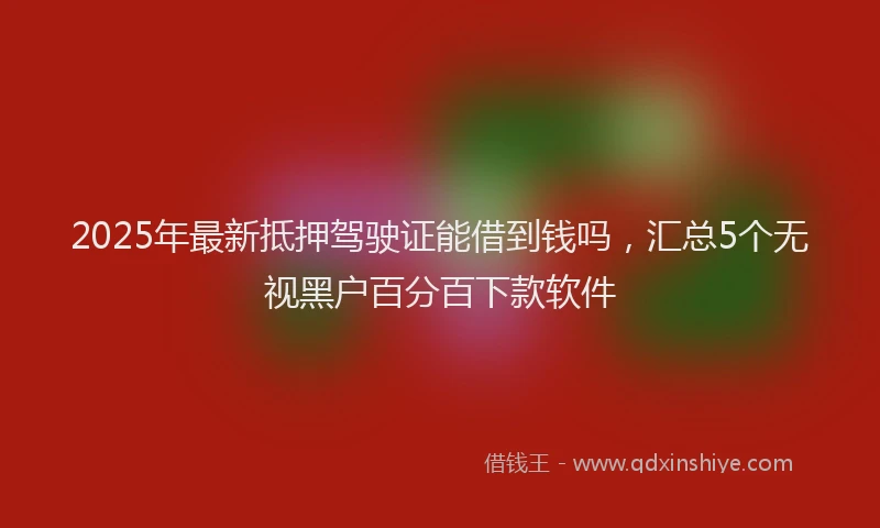 2025年最新抵押驾驶证能借到钱吗，汇总5个无视黑户百分百下款软件