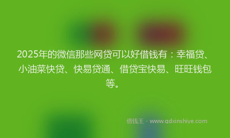 2025年的微信那些网贷可以好借钱有：幸福贷、小油菜快贷、快易贷通、借贷宝快易、旺旺钱包等。