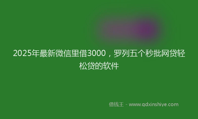 2025年最新微信里借3000，罗列五个秒批网贷轻松贷的软件