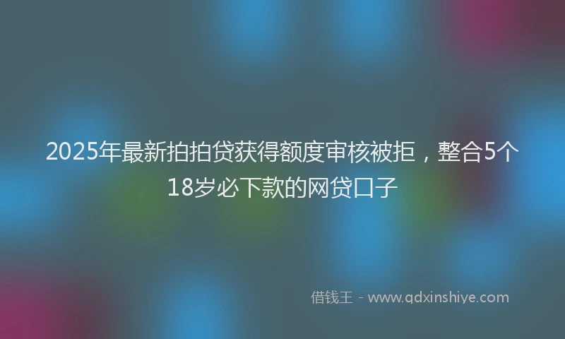 2025年最新拍拍贷获得额度审核被拒，整合5个18岁必下款的网贷口子