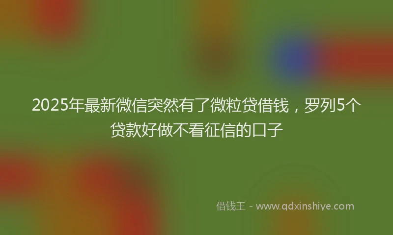 2025年最新微信突然有了微粒贷借钱，罗列5个贷款好做不看征信的口子