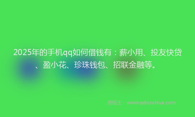 2025年的手机qq如何借钱有：薪小用、投友快贷、盈小花、珍珠钱包、招联金融等。
