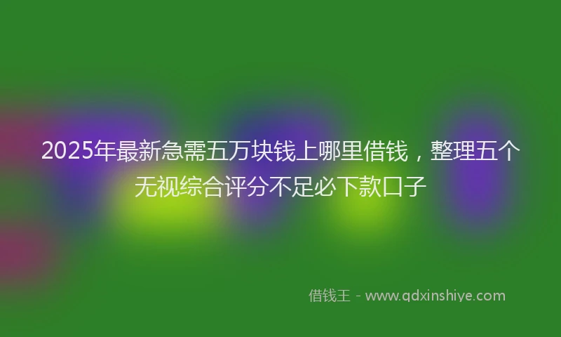 2025年最新急需五万块钱上哪里借钱，整理五个无视综合评分不足必下款口子