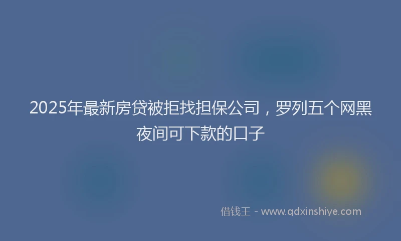 2025年最新房贷被拒找担保公司，罗列五个网黑夜间可下款的口子