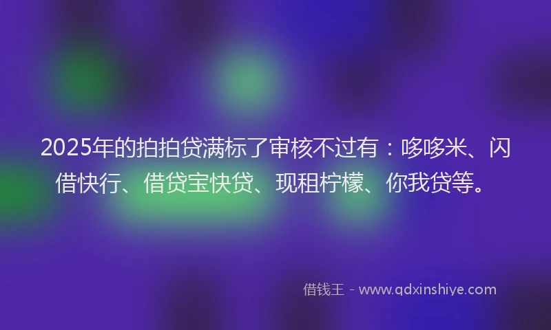 2025年的拍拍贷满标了审核不过有：哆哆米、闪借快行、借贷宝快贷、现租柠檬、你我贷等。