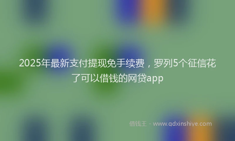 2025年最新支付提现免手续费，罗列5个征信花了可以借钱的网贷app