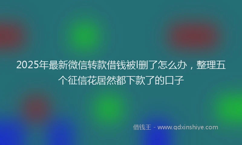 2025年最新微信转款借钱被l删了怎么办，整理五个征信花居然都下款了的口子