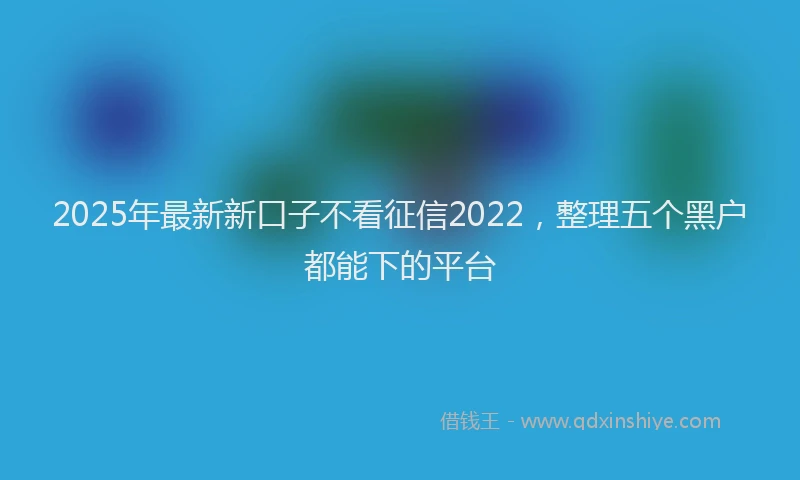 2025年最新新口子不看征信2022，整理五个黑户都能下的平台