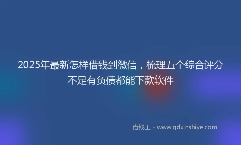 2025年最新怎样借钱到微信，梳理五个综合评分不足有负债都能下款软件