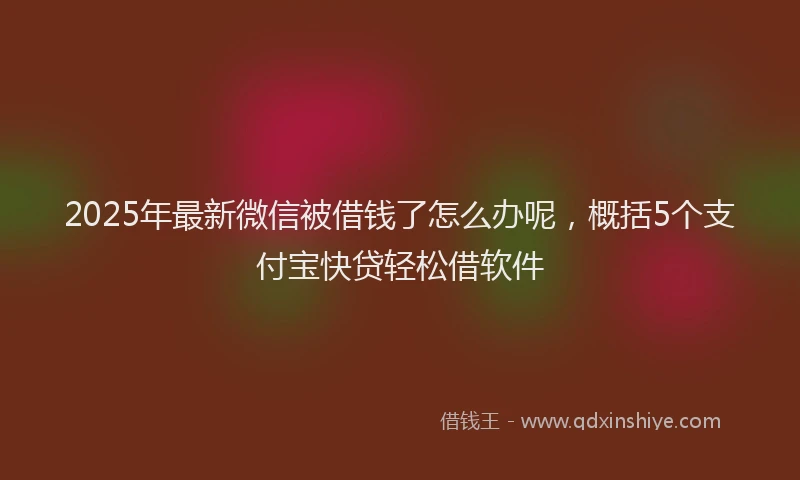 2025年最新微信被借钱了怎么办呢，概括5个支付宝快贷轻松借软件