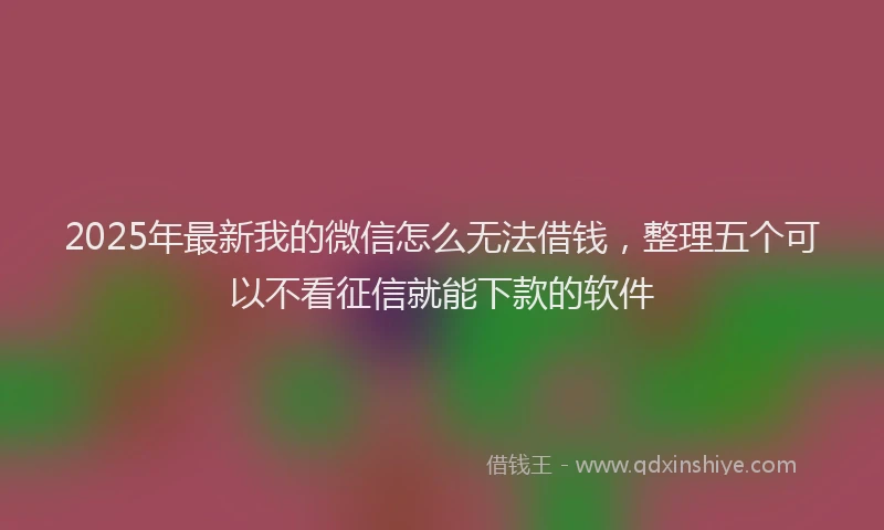 2025年最新我的微信怎么无法借钱，整理五个可以不看征信就能下款的软件