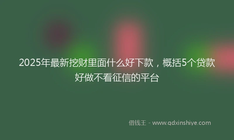 2025年最新挖财里面什么好下款，概括5个贷款好做不看征信的平台