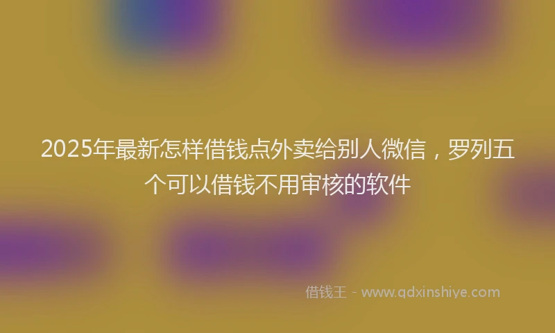 2025年最新怎样借钱点外卖给别人微信，罗列五个可以借钱不用审核的软件