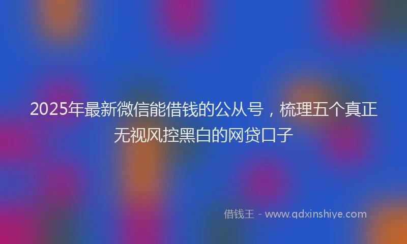2025年最新微信能借钱的公从号，梳理五个真正无视风控黑白的网贷口子