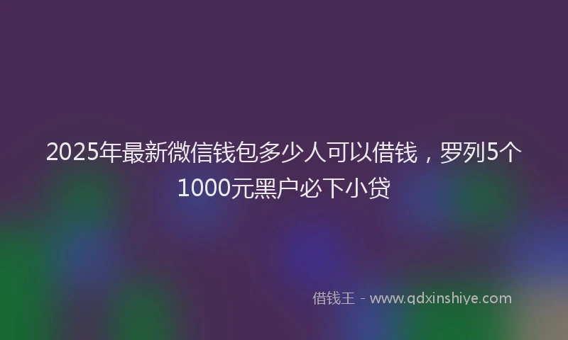 2025年最新微信钱包多少人可以借钱，罗列5个1000元黑户必下小贷