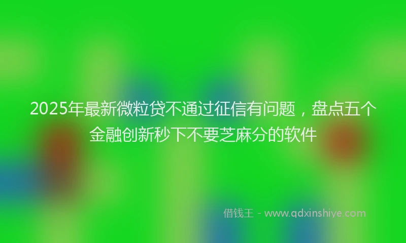 2025年最新微粒贷不通过征信有问题，盘点五个金融创新秒下不要芝麻分的软件