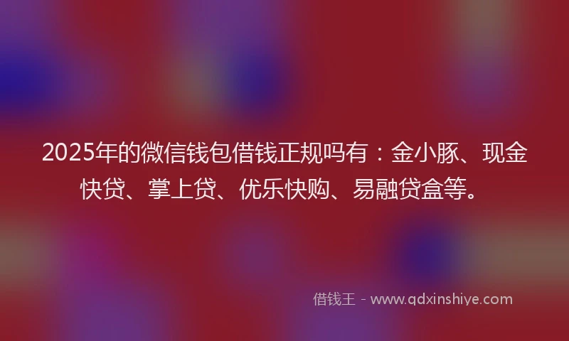 2025年的微信钱包借钱正规吗有：金小豚、现金快贷、掌上贷、优乐快购、易融贷盒等。