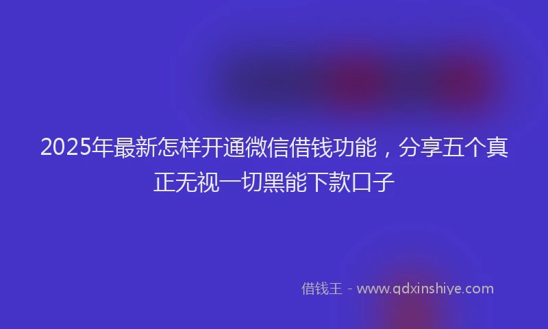 2025年最新怎样开通微信借钱功能，分享五个真正无视一切黑能下款口子