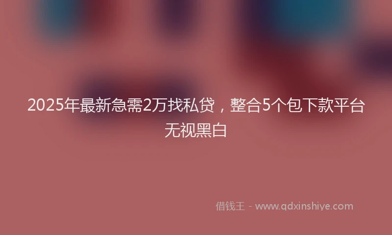 2025年最新急需2万找私贷，整合5个包下款平台无视黑白