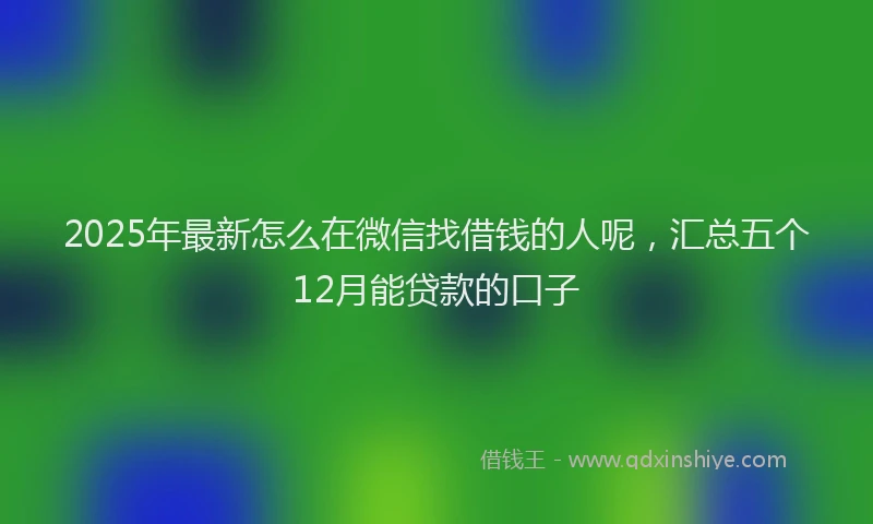 2025年最新怎么在微信找借钱的人呢，汇总五个12月能贷款的口子