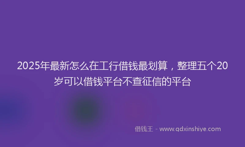 2025年最新怎么在工行借钱最划算，整理五个20岁可以借钱平台不查征信的平台