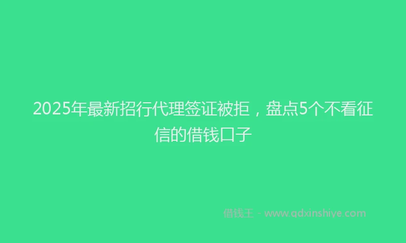 2025年最新招行代理签证被拒，盘点5个不看征信的借钱口子