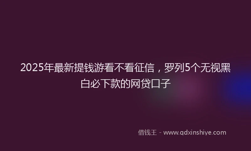 2025年最新提钱游看不看征信，罗列5个无视黑白必下款的网贷口子