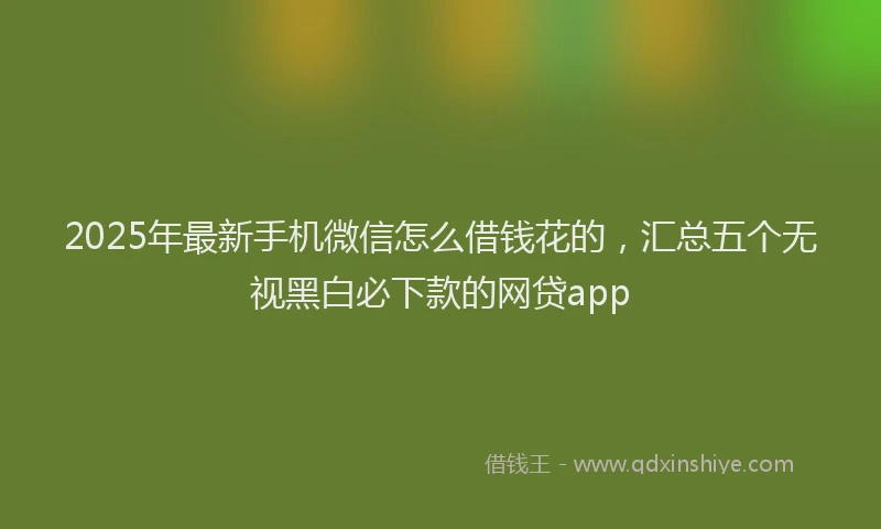 2025年最新手机微信怎么借钱花的，汇总五个无视黑白必下款的网贷app