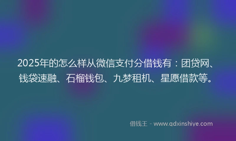 2025年的怎么样从微信支付分借钱有：团贷网、钱袋速融、石榴钱包、九梦租机、星愿借款等。