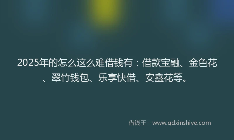 2025年的怎么这么难借钱有：借款宝融、金色花、翠竹钱包、乐享快借、安鑫花等。
