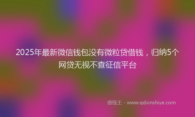 2025年最新微信钱包没有微粒贷借钱，归纳5个网贷无视不查征信平台