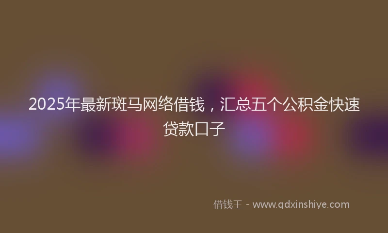 2025年最新斑马网络借钱，汇总五个公积金快速贷款口子