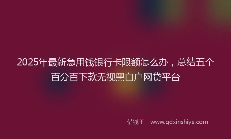 2025年最新急用钱银行卡限额怎么办，总结五个百分百下款无视黑白户网贷平台