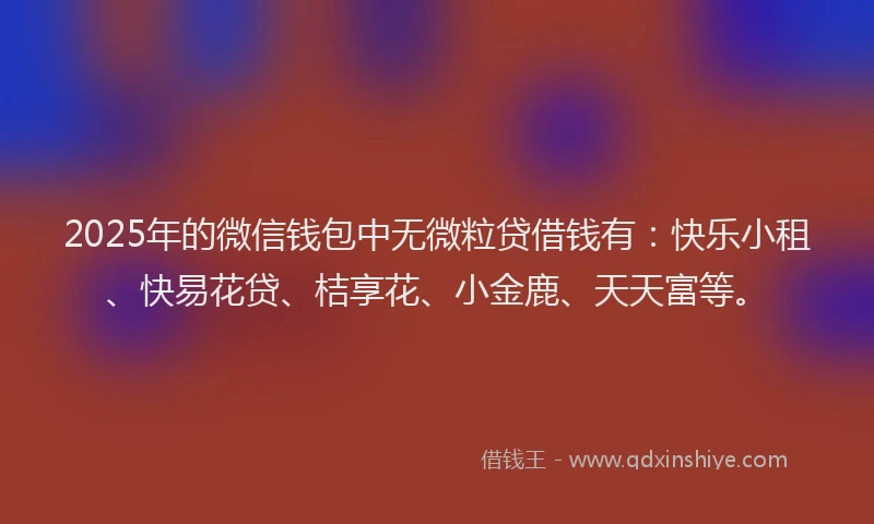 2025年的微信钱包中无微粒贷借钱有：快乐小租、快易花贷、桔享花、小金鹿、天天富等。