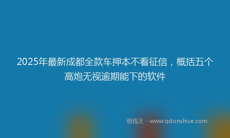 2025年最新成都全款车押本不看征信，概括五个高炮无视逾期能下的软件