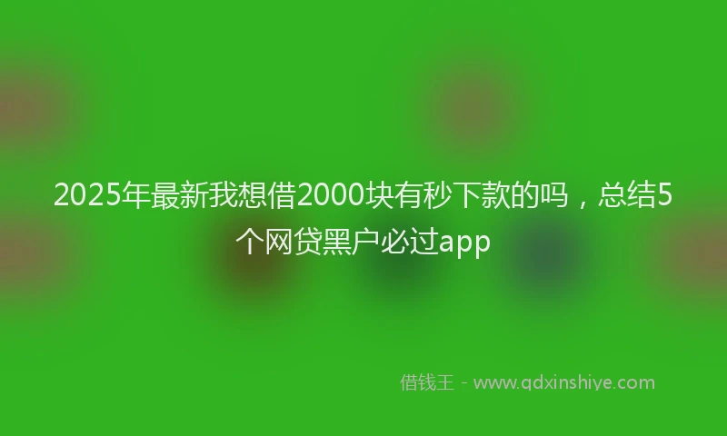 2025年最新我想借2000块有秒下款的吗，总结5个网贷黑户必过app